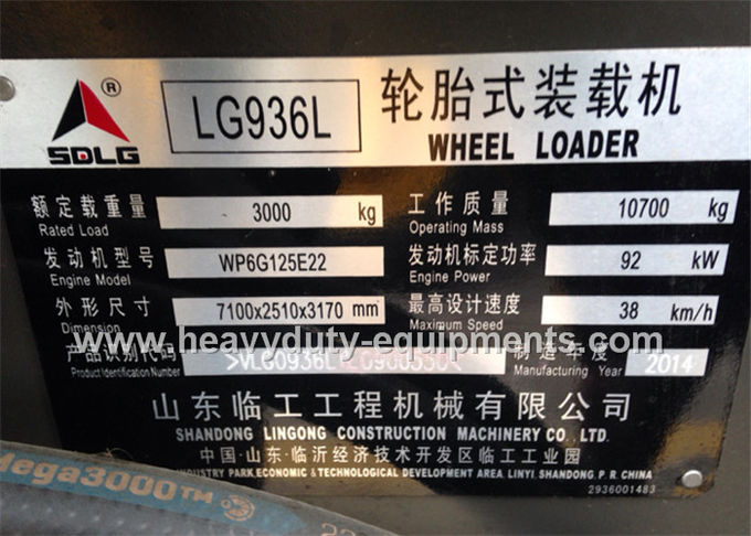 marque du chargeur LG936L SDLG de la roue 3tons avec le contrôle de pilote de moteur de Deutz de weichai et d'axe de SDLG